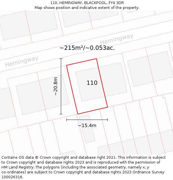 110, HEMINGWAY, BLACKPOOL, FY4 3DR: Plot and title map