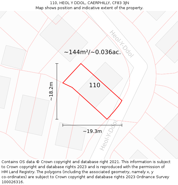 110, HEOL Y DDOL, CAERPHILLY, CF83 3JN: Plot and title map