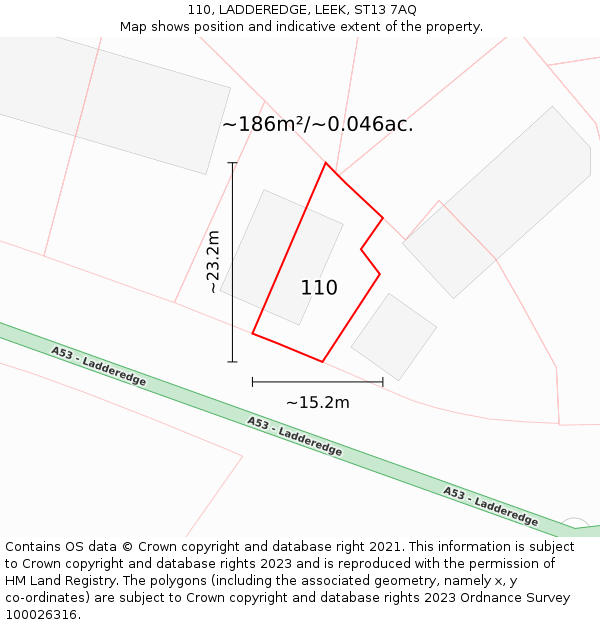 110, LADDEREDGE, LEEK, ST13 7AQ: Plot and title map