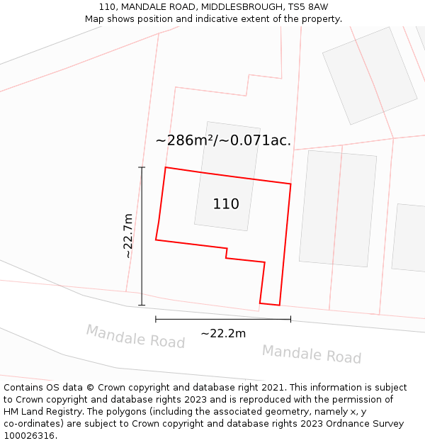 110, MANDALE ROAD, MIDDLESBROUGH, TS5 8AW: Plot and title map