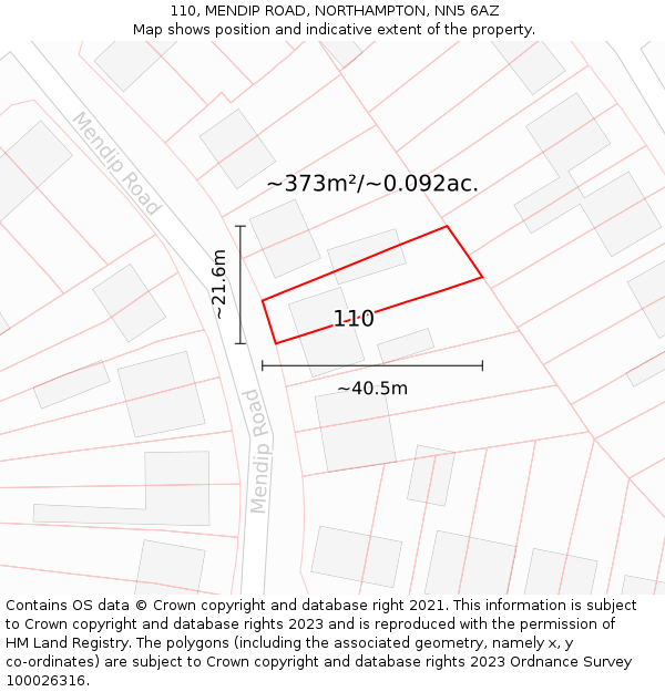 110, MENDIP ROAD, NORTHAMPTON, NN5 6AZ: Plot and title map