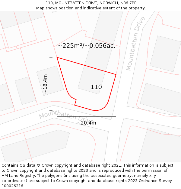110, MOUNTBATTEN DRIVE, NORWICH, NR6 7PP: Plot and title map