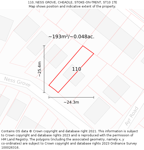 110, NESS GROVE, CHEADLE, STOKE-ON-TRENT, ST10 1TE: Plot and title map