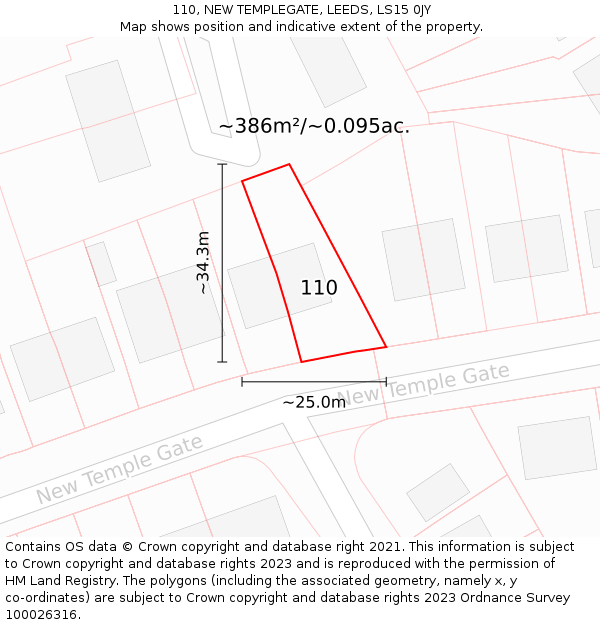 110, NEW TEMPLEGATE, LEEDS, LS15 0JY: Plot and title map