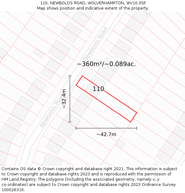 110, NEWBOLDS ROAD, WOLVERHAMPTON, WV10 0SF: Plot and title map