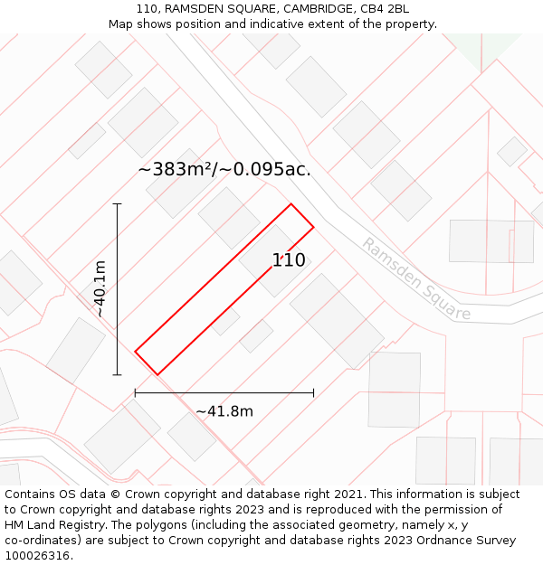 110, RAMSDEN SQUARE, CAMBRIDGE, CB4 2BL: Plot and title map