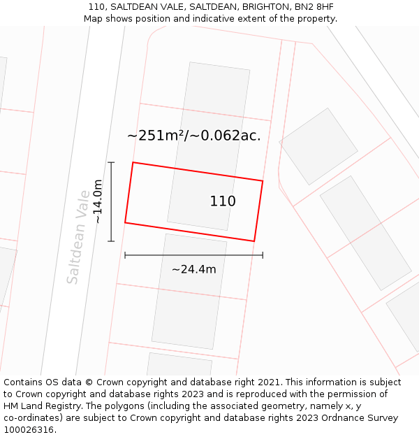 110, SALTDEAN VALE, SALTDEAN, BRIGHTON, BN2 8HF: Plot and title map