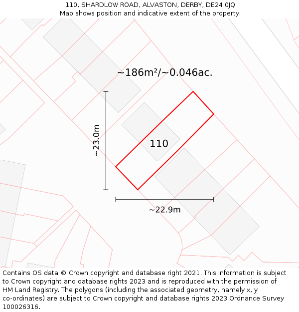 110, SHARDLOW ROAD, ALVASTON, DERBY, DE24 0JQ: Plot and title map