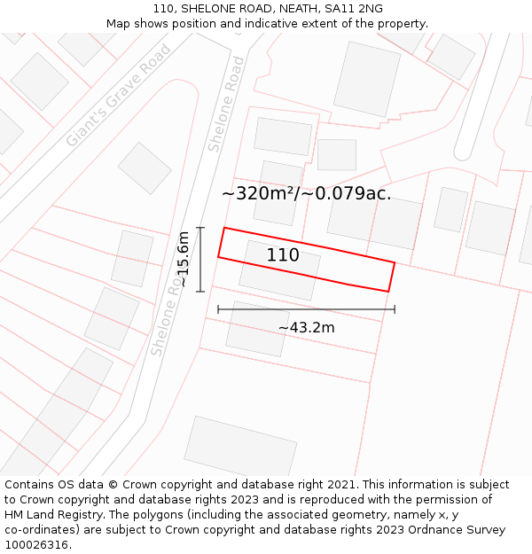 110, SHELONE ROAD, NEATH, SA11 2NG: Plot and title map