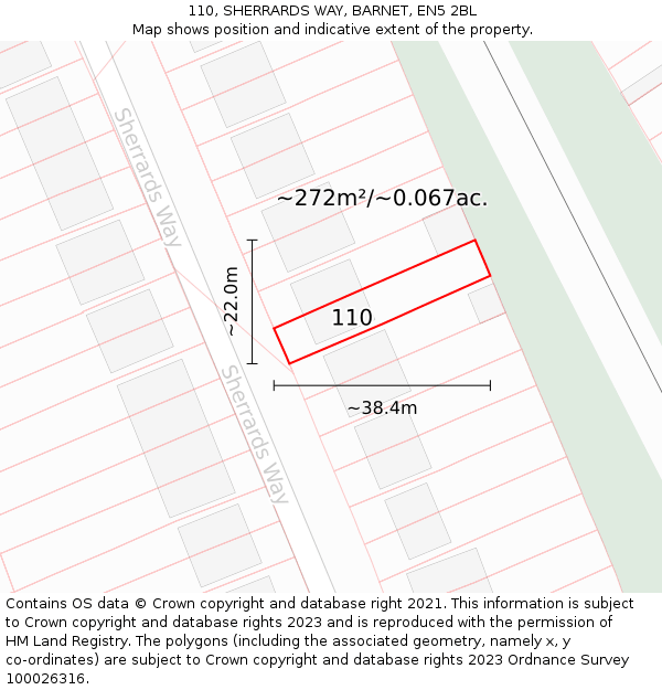 110, SHERRARDS WAY, BARNET, EN5 2BL: Plot and title map