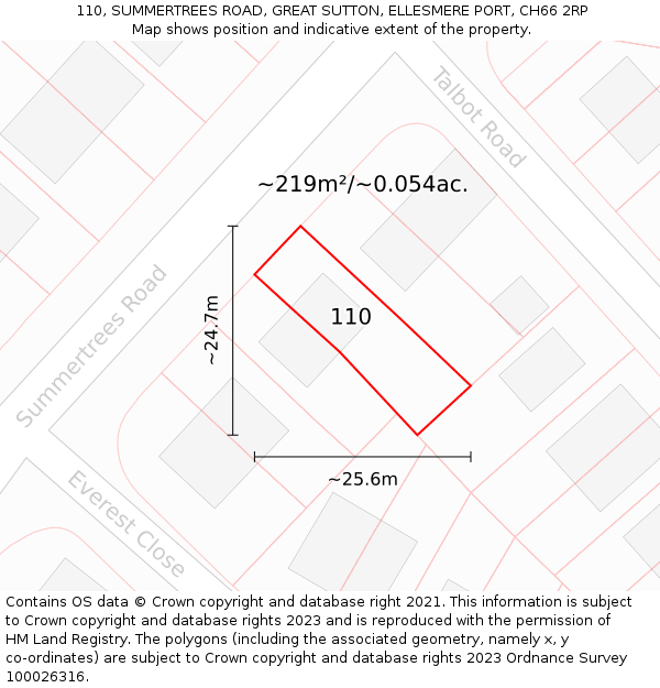 110, SUMMERTREES ROAD, GREAT SUTTON, ELLESMERE PORT, CH66 2RP: Plot and title map
