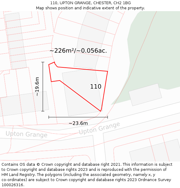 110, UPTON GRANGE, CHESTER, CH2 1BG: Plot and title map