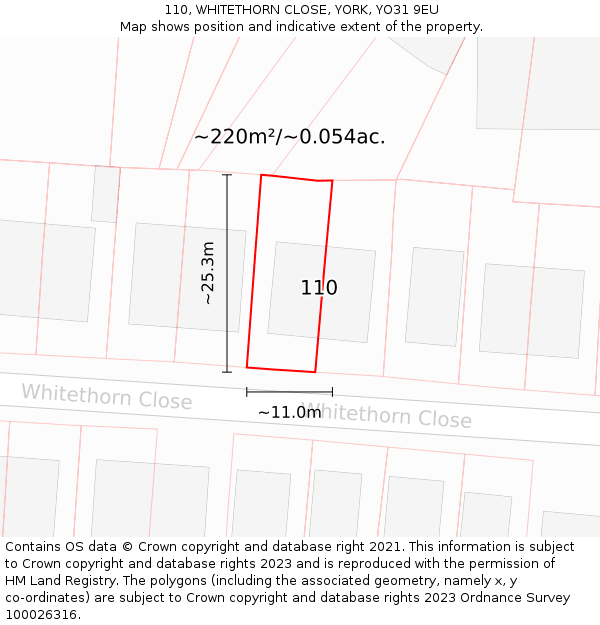 110, WHITETHORN CLOSE, YORK, YO31 9EU: Plot and title map