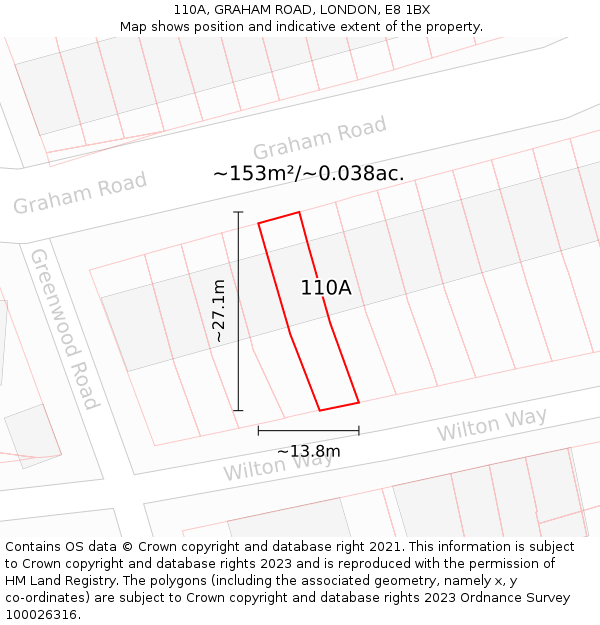 110A, GRAHAM ROAD, LONDON, E8 1BX: Plot and title map