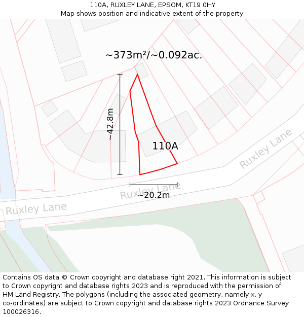 110A, RUXLEY LANE, EPSOM, KT19 0HY: Plot and title map