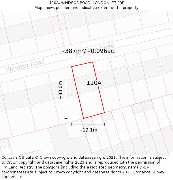 110A, WINDSOR ROAD, LONDON, E7 0RB: Plot and title map