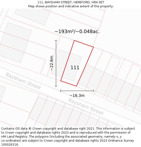 111, BAYSHAM STREET, HEREFORD, HR4 0ET: Plot and title map
