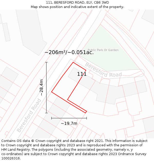 111, BERESFORD ROAD, ELY, CB6 3WD: Plot and title map