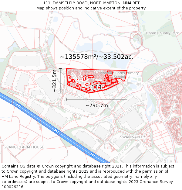 111, DAMSELFLY ROAD, NORTHAMPTON, NN4 9ET: Plot and title map