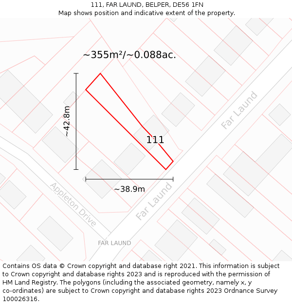 111, FAR LAUND, BELPER, DE56 1FN: Plot and title map