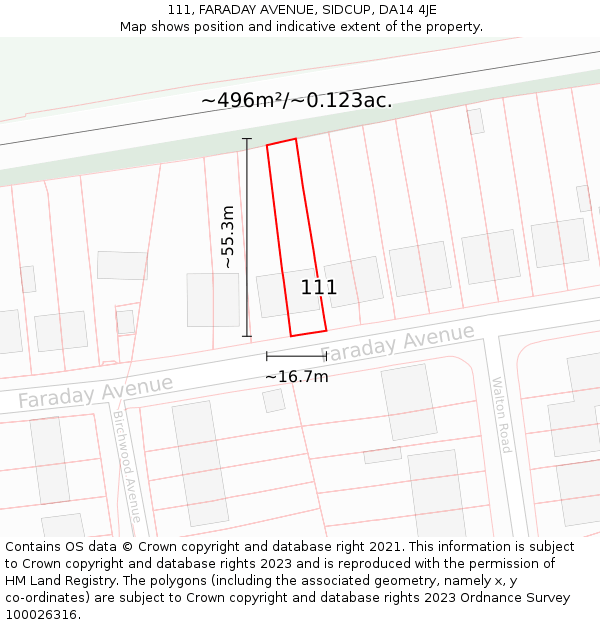 111, FARADAY AVENUE, SIDCUP, DA14 4JE: Plot and title map