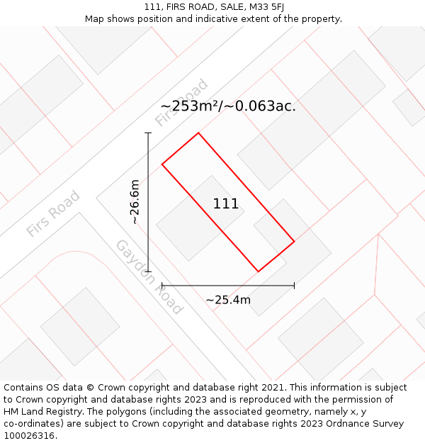 111, FIRS ROAD, SALE, M33 5FJ: Plot and title map