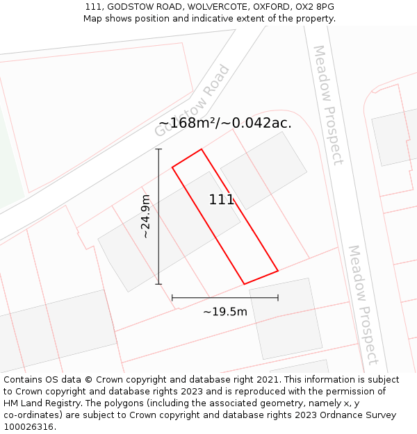111, GODSTOW ROAD, WOLVERCOTE, OXFORD, OX2 8PG: Plot and title map