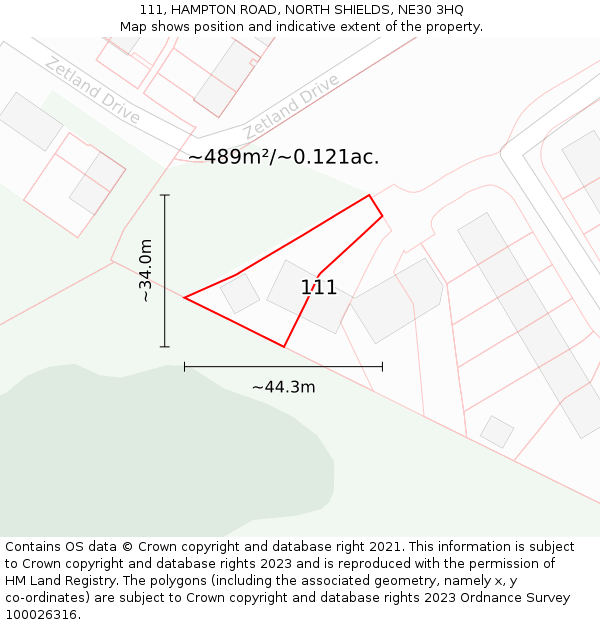 111, HAMPTON ROAD, NORTH SHIELDS, NE30 3HQ: Plot and title map