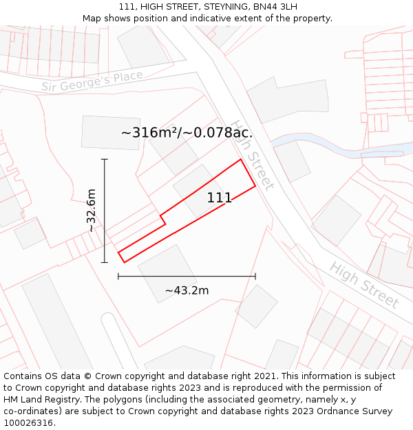 111, HIGH STREET, STEYNING, BN44 3LH: Plot and title map