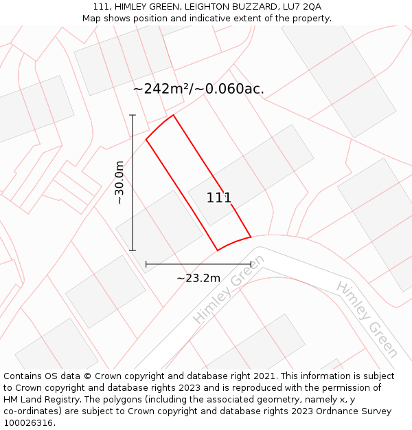 111, HIMLEY GREEN, LEIGHTON BUZZARD, LU7 2QA: Plot and title map
