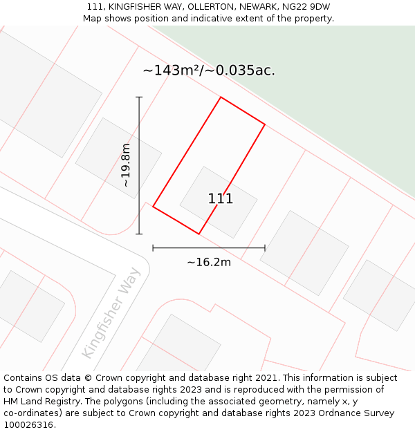 111, KINGFISHER WAY, OLLERTON, NEWARK, NG22 9DW: Plot and title map