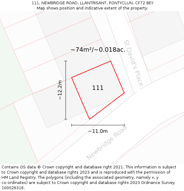 111, NEWBRIDGE ROAD, LLANTRISANT, PONTYCLUN, CF72 8EY: Plot and title map
