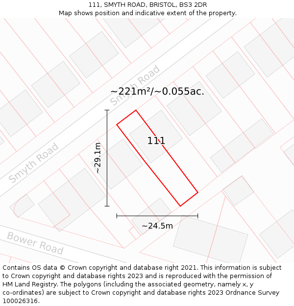 111, SMYTH ROAD, BRISTOL, BS3 2DR: Plot and title map