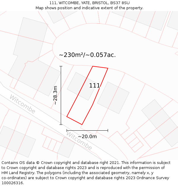 111, WITCOMBE, YATE, BRISTOL, BS37 8SU: Plot and title map