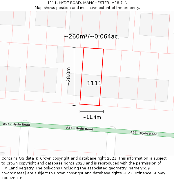 1111, HYDE ROAD, MANCHESTER, M18 7LN: Plot and title map