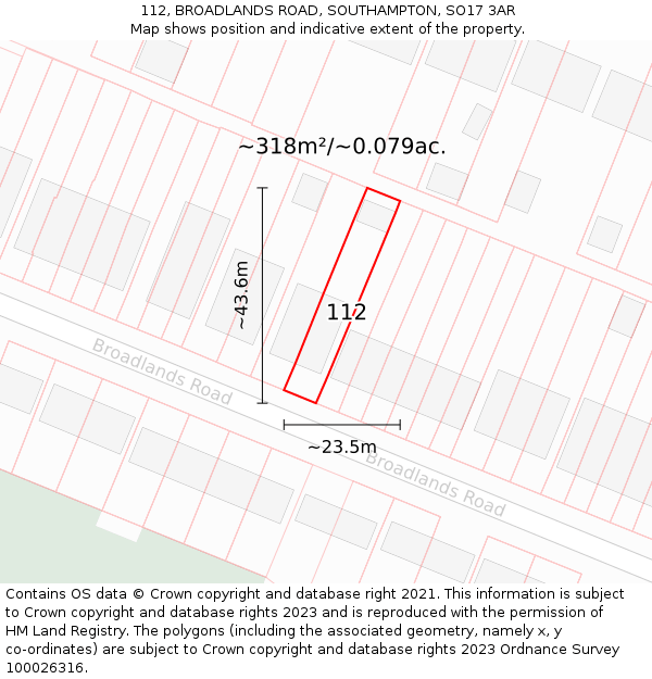 112, BROADLANDS ROAD, SOUTHAMPTON, SO17 3AR: Plot and title map