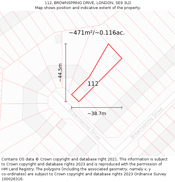 112, BROWNSPRING DRIVE, LONDON, SE9 3LD: Plot and title map