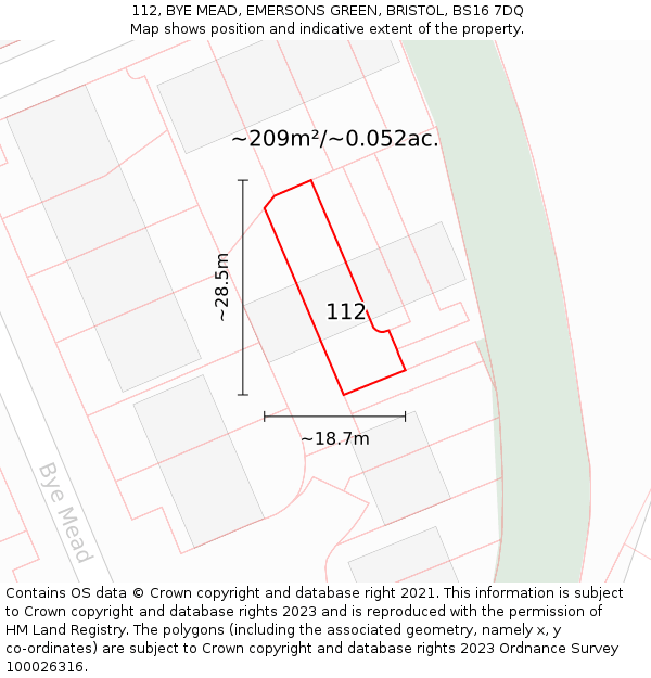 112, BYE MEAD, EMERSONS GREEN, BRISTOL, BS16 7DQ: Plot and title map