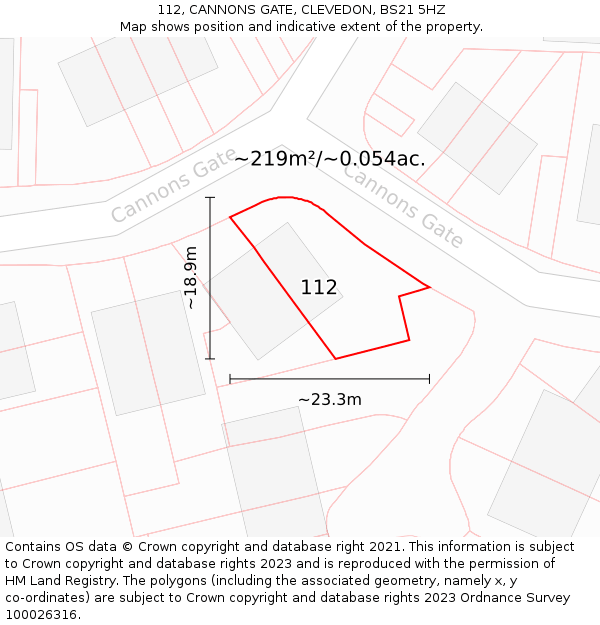 112, CANNONS GATE, CLEVEDON, BS21 5HZ: Plot and title map