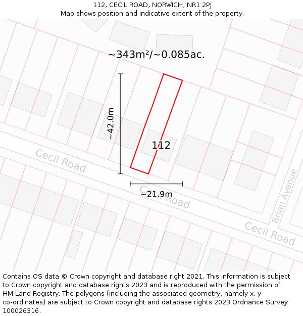 112, CECIL ROAD, NORWICH, NR1 2PJ: Plot and title map