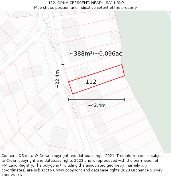 112, CIMLA CRESCENT, NEATH, SA11 3NP: Plot and title map