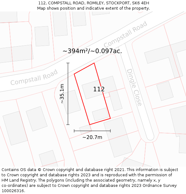 112, COMPSTALL ROAD, ROMILEY, STOCKPORT, SK6 4EH: Plot and title map
