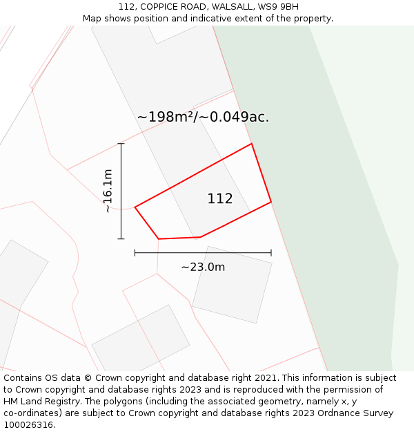 112, COPPICE ROAD, WALSALL, WS9 9BH: Plot and title map