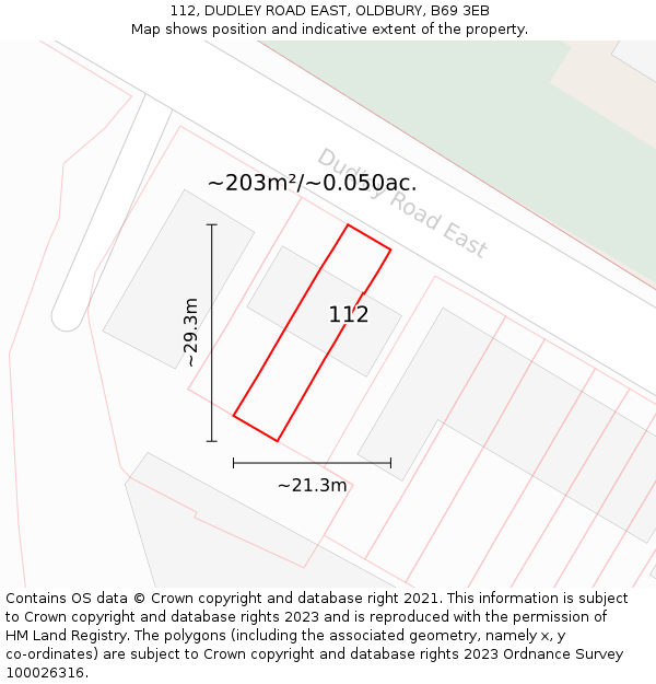 112, DUDLEY ROAD EAST, OLDBURY, B69 3EB: Plot and title map