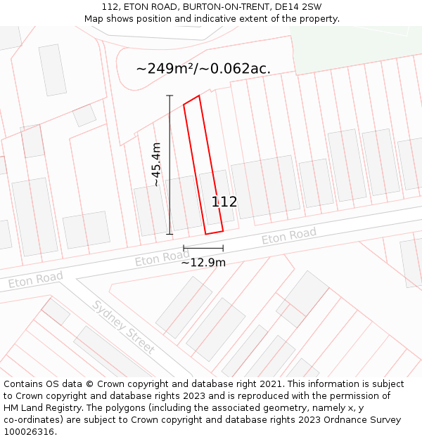 112, ETON ROAD, BURTON-ON-TRENT, DE14 2SW: Plot and title map