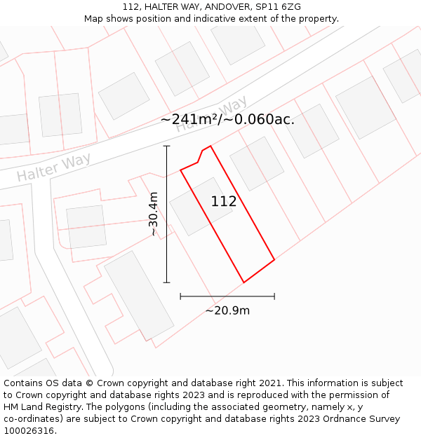 112, HALTER WAY, ANDOVER, SP11 6ZG: Plot and title map