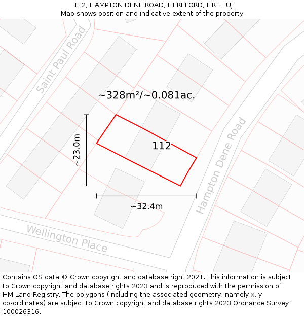 112, HAMPTON DENE ROAD, HEREFORD, HR1 1UJ: Plot and title map