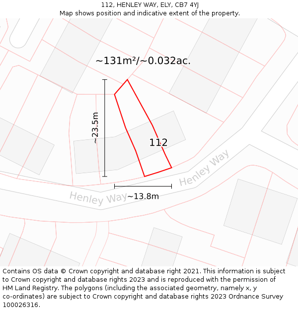 112, HENLEY WAY, ELY, CB7 4YJ: Plot and title map