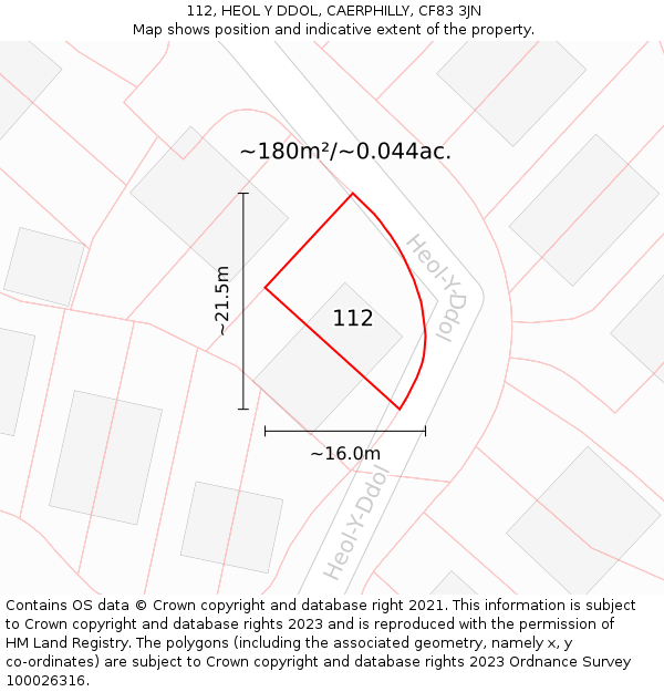 112, HEOL Y DDOL, CAERPHILLY, CF83 3JN: Plot and title map
