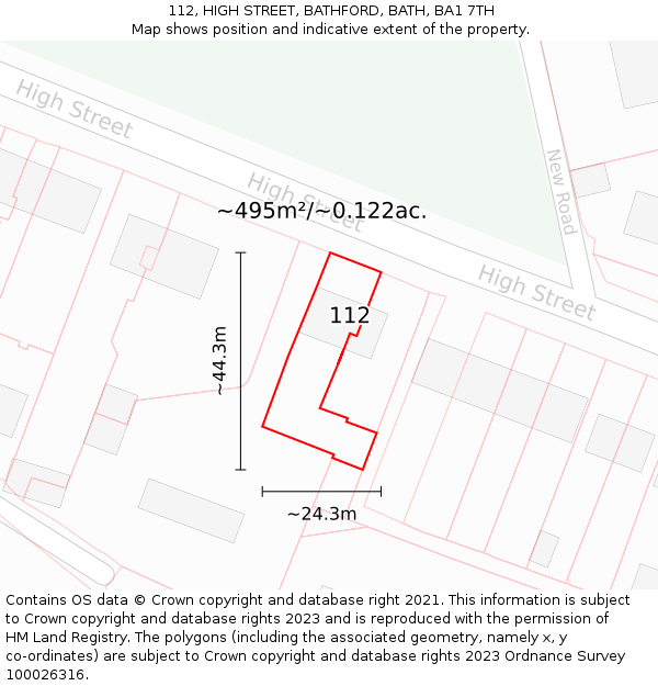 112, HIGH STREET, BATHFORD, BATH, BA1 7TH: Plot and title map
